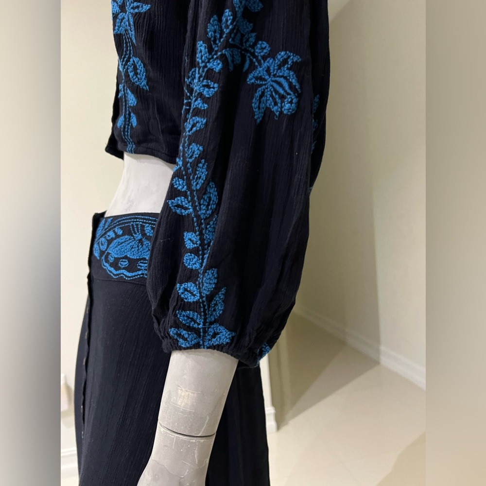 Free People Embroidered Maxi Skirt with crop top set $398 New - Picture 6 of 9